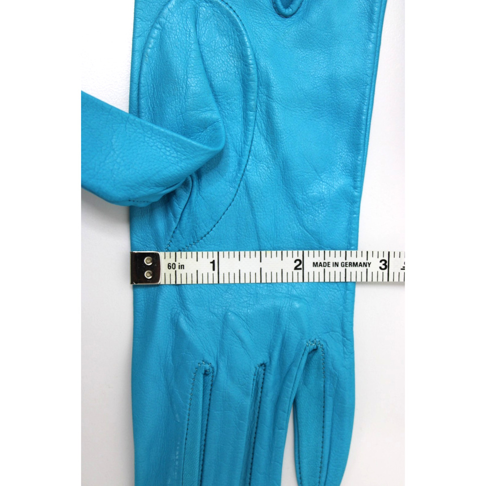 Vintage Women's Teal Turquoise Leather Gloves Size 7 Made in Italy - Picture 7 of 7
